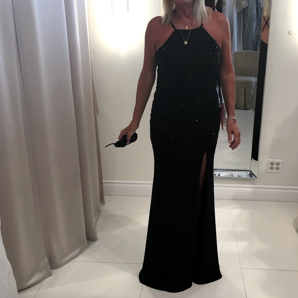MORI LEE BLACK SEQUIN LONG DRESS - Size 9/10